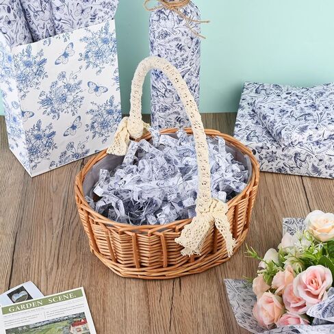 100 Sheets Happy Easter Tissue Paper Blue Vintage Bunny Tissue Paper, Retro Blue Rabbits Art Wrapping Paper for Easter Spring Crafts Decor in Saudi Arabia