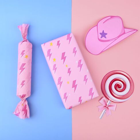 100 Sheets 20 * 14 Y2K Style Tissue Paper Pink Lightning Gift Wrap Tissue Paper for Gift Bags for Wedding Birthday Preppy Theme Party Decor in Saudi Arabia