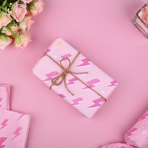 100 Sheets 20 * 14 Y2K Style Tissue Paper Pink Lightning Gift Wrap Tissue Paper for Gift Bags for Wedding Birthday Preppy Theme Party Decor in Saudi Arabia
