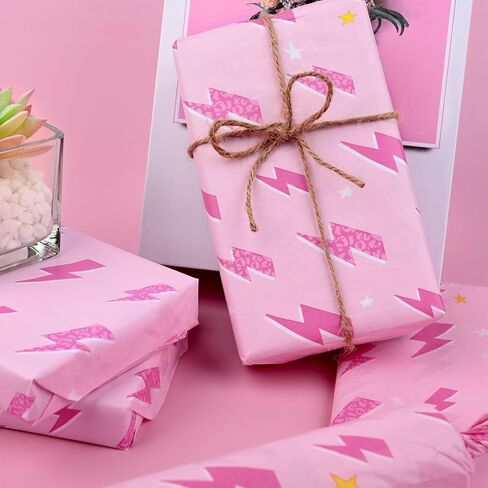 100 Sheets 20 * 14 Y2K Style Tissue Paper Pink Lightning Gift Wrap Tissue Paper for Gift Bags for Wedding Birthday Preppy Theme Party Decor in Saudi Arabia