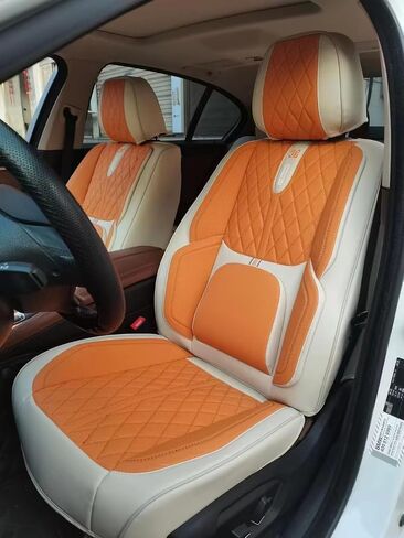 Comfortable Leather Auto Car Seat Covers Front & Rear Seat Protector Fit Sedan SUV 5 Seats Full Set Universal Fit (Black & Blue) in Saudi Arabia