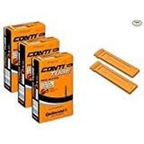 Continental Race 28" 700x20-25c Bicycle Inner Tubes - 42mm Long Presta Valve (Pack of 3 w/ 2 Conti Tire Levers)