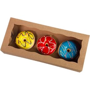 8-Pack Brown Cookie Boxes with Window,12.5" x 5.5" x 2.5", Brown Bakery Boxes Auto-Popup Treat Boxes for Muffins,Donuts and Pastries (Brown, 8)