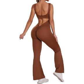 جمبسوت مضيئة للنساء من FITTOO قطعة واحدة بدون أكمام بدون ظهر على شكل حرف V وظهر مقصوص ومؤخرة وتمارين اليوجا بدلة رومبير ضيقة in Kuwait