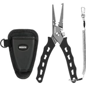 Booms Fishing F07S Fishing Pliers and Fish Lip Gripper Combo, Hook Remover Split Ring Pliers Stainless Steel, Saltwater Fishing Tools with Lanyard and Sheath, Fishing Gift for Men