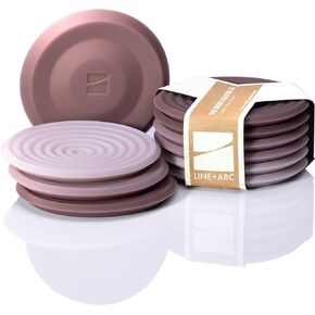 The Degrē Coasters XL (Indigo Wash, Set of 6) by LINE+ARC. 10mm Thick, Dishwasher Safe, Stain-Resistant, Outdoor, Coffee Table, Silicone, Modern, Mid Century, Drink, Non-Absorbent, Housewarming Gift