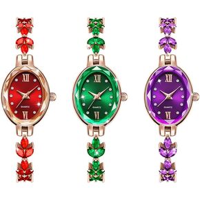 Women Girls 3 Pcs Wholesale Watches Elegant Bangle Bracelet Oval Dial Analog Quartz Wristwatches