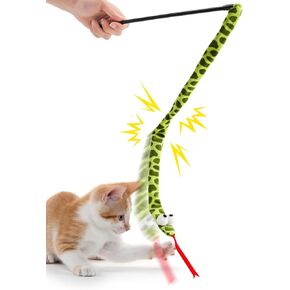 Fashion's Talk 2 Pack Cat Teaser Wand Toy for Indoor Cats, Cute Mesh Snake & Crinkle Plush Fabric Kitten Wand Kitty Toys Interactive Play Chase Exercise Cat Toys for All Breed Sizes in Kuwait