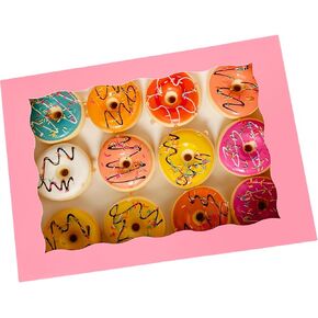8-PACK Pink Pastry Bakery Box 14x10x3inch,Large Donuts,Muffins,Cookies Boxes with PVC Window - Auto-Pop up Paper Box Nature Cardboard Take Out Container,Pack of 8