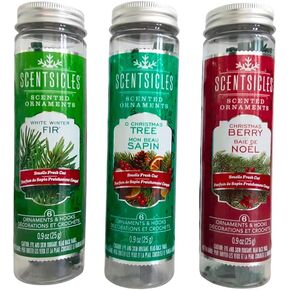 Scentsicles Holiday Bundle - White Winter Fir, O Christmas Tree and Christmas Berry (3 Bottles, 18 Ornaments)