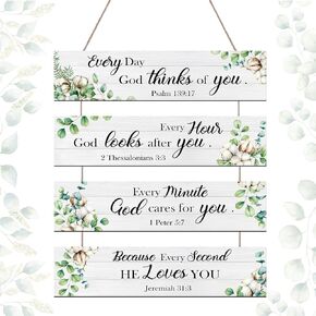 Sumind Christian Sign Serenity Wall Art Religious Prayer Plaque Inspirational Bible Verse Gifts Rustic Farmhouse Greenery Eucalyptus Sign Graduation Gifts for Women Friends Home Christian Decor