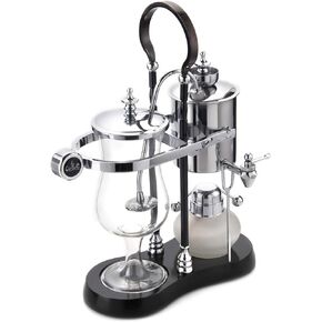 Diguo Belgian/Belgium Luxury Royal Family Balance Syphon Coffee Maker/Siphon Coffee Brewer (Silver - Black Column with Round Handle)