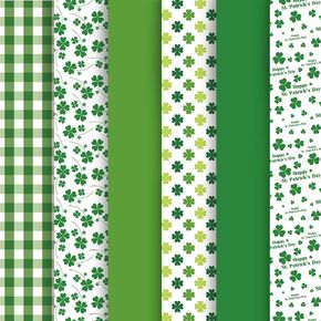 Whaline St. Patrick's Day Tissue Paper 90 Sheet Green Plaid Shamrock Clover Pattern Art Tissue Bulk Irish Spring Holiday Wrapping Paper for DIY Crafts Party Gift Bag Packing Birthday Favors, 14 x 20"