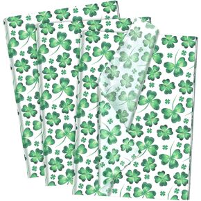 100 Sheets 20 * 14 Inches Green Shamrock Tissue Paper Summer Shamrock Tissue Paper for for Gift Wrapping Gift Bags Irish Festivals Summer Party DIY Craft