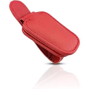 حامل نظارات شمسية عالمي لواقي الشمس للسيارة، حامل نظارات جلدية مغناطيسية للسيارات يحافظ على النظارات وأدوات السيارات آمنة، حامل النظارات، مشبك بطاقة التذاكر ومشابك واقي النظارات الشمسية للسيارات (أحمر) in Kuwait