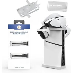 ECHZOVE PS5 Slim Horizontal Stand, 2 in 1 Horizontal and Vertical Stand for PS5 Slim System,PS5 Slim Accessories, Compatible with Playstation 5 Slim Disc & Digital Editions, White
