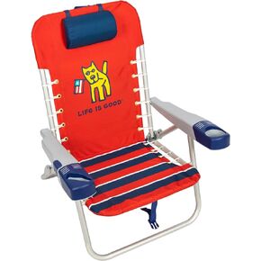 حقيبة ظهر ريو براندز لايف إز جود قابلة للاستلقاء بأربعة أوضاع مع وسادة مسند للرأس وحامل أكواب وحقيبة تخزين وكرسي الشاطئ، 24.21 بوصة عمق × 28 بوصة عرض × 33 بوصة ارتفاع، جزيرة زرقاء in Kuwait