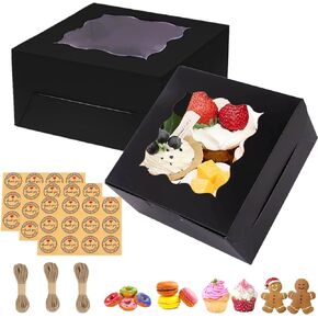 30 Pieces 6 inch Bakery Box with Window, Small Cake Boxes, Cookie Boxes 6x6x3 in, Single Pastry Box, Paper Treat Brownie Boxes Gift Boxes for Cakes, Cookies, Cupcakes, Pies, Donuts (White)