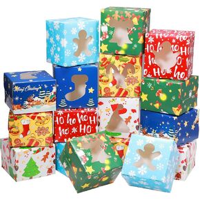 36 Pack Christmas Cookie Boxes with Window 4 x 4 x 3 Inches Christmas Bakery Boxes Treat Boxes Christmas Dessert Boxes Cookie Packaging for Pastries Cupcakes Doughnut Candy Holiday Gift Party Favor in Saudi Arabia