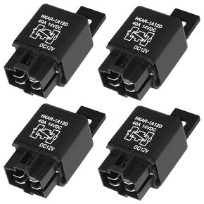 Relay 12V 40A for Car Automotive Boat Truck, 4-Pin Relay SPST Universal Fit Car Fuse Starter Relay Switch Power- Pack of 4