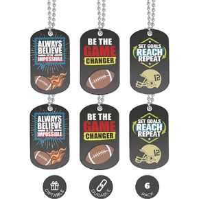 Inkstone (6-pack) Football Motivational Dog Tag Necklaces - Football Gifts in Bulk for Football Team Uniform Accessories - Football Party Favors Sports Prizes Awards Men And Women