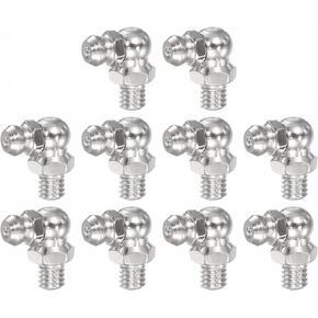 uxcell Nickel-Plated Iron 90 Degree Grease Fitting M6 x 1mm Thread Hydraulic Grease Fitting Accessories, 20Pcs