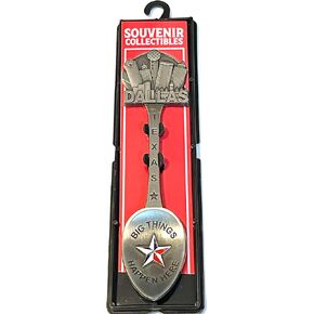 SUREG Texas Souvenir Collectible Spoon Dallas And Texas Pewter Design Box Pack 1 Item (Dallas Texas)