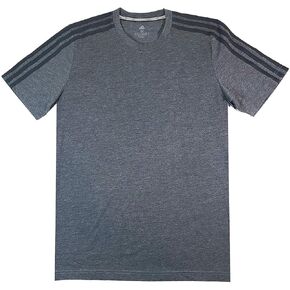 adidas Men's Climalite Poly Cotton Blend 3 Stripe Tee Shirt (Carbon, M)