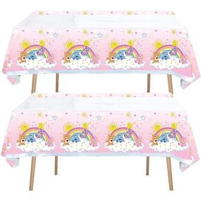 2 pcs Care Cute Bear Tablecloth for Bear Themed Birthday Party Supplies Decorations Cartoon Bear Care Party Tablecover (70.8 * 42.5 inches)