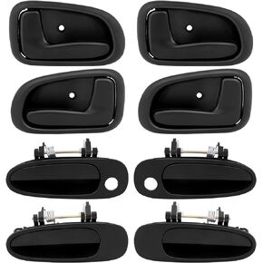 Exterior Interior Door Handles,Front Rear Door Handles Driver Left Passenger Right Side,Replacement for 1993-1997 for Geo for Prizm,8pcs Black Handles Replace