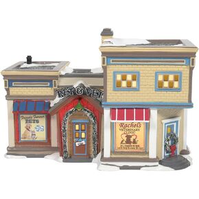 Department 56 Original Snow Village Pet and Vet Lit Building, 7.01 Inch, Multicolor