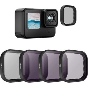 TELESIN 4PCS Camera Lens Filters Protector kit for GoPro Hero 11 Hero 10 9,1PC Circular Polarizing Filters with 3PCS Neutral Density for GoPro Hero 11 10 9 Black Accessories (CPL ND8 ND16 ND32)