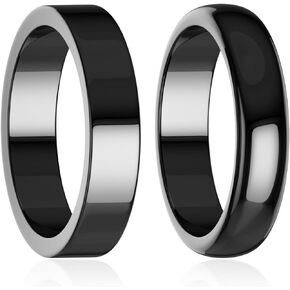 Hematite Ring for Women Men, Genuine Healing Magnetic Black Stones Ring for Anxiety Balance Root Chakra，Absorb Negative Energy Jewelry Gifts Size 6-12