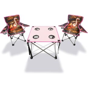 Camping Chairs Set with Table Folding Lawn Chairs Portable Camp Table Outdoor Picnic Table and Chair Set for Boys Girls in Kuwait