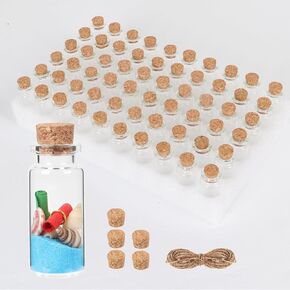 زجاجات زجاجية صغيرة سعة 10 مل مع فلين، 60 عبوة زجاجات صغيرة مع سدادات فلين وخيوط إضافية، قوارير صغيرة بأغطية، زجاجات زجاجية صغيرة، زجاجات جرعة صغيرة، رسالة في زجاجة للحفلات ذات الطابع الخاص in Kuwait