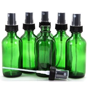 Vivaplex, 6, Green, 2 oz Glass Bottles, with Black Fine Mist Sprayers