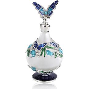 Mgoodoo Antique Batterfly Perfume Bottles, 25Ml Vintage Empty Refillable Perfume Bottle Butterfly Flower Decorative Glass Perfume Bottle for Home Decor Lady Holiday Wedding Gift