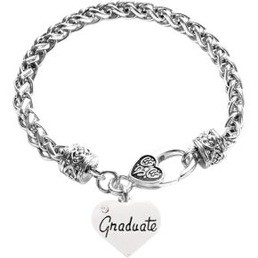 Infinity Collection Graduation Charm Bracelet, Graduate Heart Charm Pendant Jewelry, Graduation Gift for Women, Teens and Girls