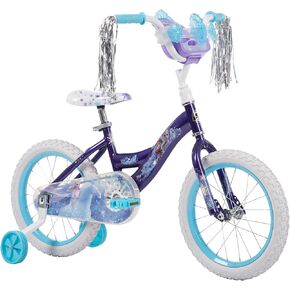 Huffy Disney Frozen 2 16 Inch Girl’s Bike with Training Wheels, Streamers & Basket, Indigo Purple, Quick Connect Assembly