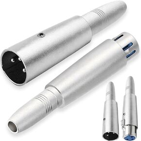 XLR 3 Pin Male to 1/4" 6.35mm Female Adapter Socket Audio Connector TRS Jack, XLR Female to 6.35mm Female Microphone Mixer Stereo Converter, Silver, 4 Pcs in Kuwait