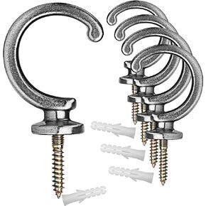 4 Pack Curtain Holdbacks Holders Curtain Tiebacks Hooks Wall Mounted, Aluminum Alloy Drapery Holdbacks for Window Drapery/Clothes/Coat/Hat/Towel Antique