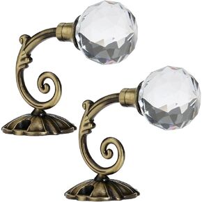 WINOMO Curtain Tieback Hooks Drapery Holdbacks Crystal Ball Curtain Hookback Wall Mount Metal Curtain Holdback (Bronze 2pcs)