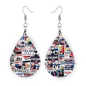 Patriotic Red White Blue Trump Earrings