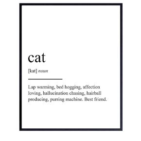 Cat Definition Wall Art, Home Decor - Funny Poster, Print - Unique Room Decorations for Bedroom, Living Room, Veterinarian, Vet Office - Gift for Kitty, Feline, Kitten Lovers, 8x10 Photo UNFRAMED