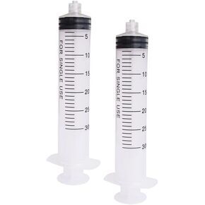 2 pcs 30ML/CC Plastic Syringe Disposable Individual Sealed Wrap Without Needle with Measurement for Scientific Feeding Pets Labs Watering Dispensing