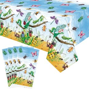 4 Pack Bug Party Tablecloth - Insect Table Cover Decoration Garden Insect Party Table Cloth, Spring Summer Bug Themed Party Decoration Supplies (51 x 86 Inches)