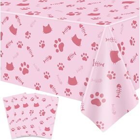 4 Pack Cat Tablecloth Paw Print Tablecloth Cat Themed Table Cover Cute Cats Plastic Tablecover Bone Sign Table Cloth Cat Party Supplies Cat Birthday Decorations Kitty Theme Birthday Decor 86 x 51 Inch