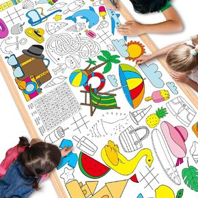 Qyeahkj Hello Spring Coloring Poster Spring Themed Activity Poster for Kids and Adult Spring Coloring Tablecloth Spring Flower Coloring Table Cover for DIY Art Craft Classroom Home Party 71 x 30 inch
