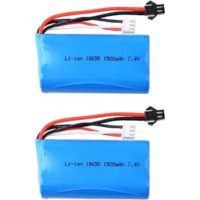 2 pcs 7.4V 1500Mah 15C SM2P Plug li-on Battery for H101 H103 H105 Remote Control RC Boat RC Toys