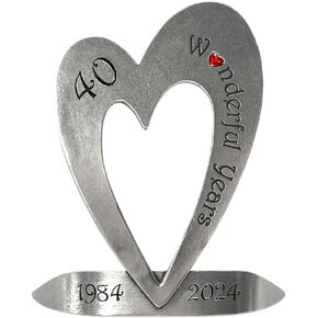 English Pewter Company 40th Ruby Wedding Anniversary Heart Keepsake Gift With Swarovski Crystal Personalised With Your Years [ANN103]